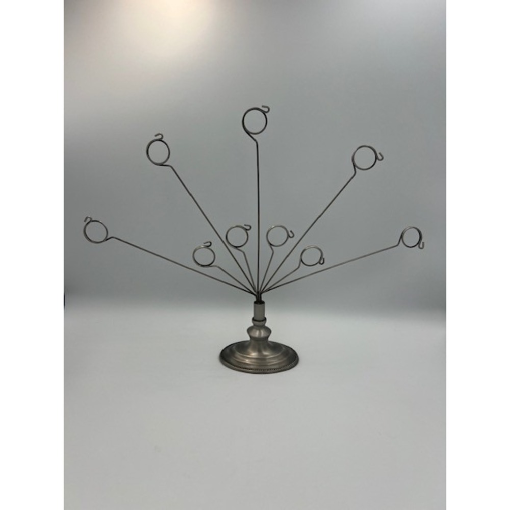 Godinger Silver Tone 9 Arm Fan Photo Memo Place Card Holder Display 12.5"
